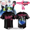 Black and pink custom Dodgers baseball jersey for 5 Seconds of Summer Everyone's A Star! World Tour with band photo on back!