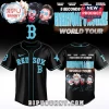 Black Red Sox baseball jersey with light blue text for 5 Seconds of Summer Everyone's A Star World Tour with band photo!
