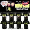 Black baseball jersey with neon yellow text reading 5 Seconds of Summer Everyone's a Star! World Tour and band signatures!