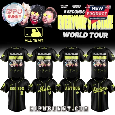 5SOS World Tour Everyone’s A Star Fan Collection Black Baseball Jersey