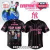 Custom black and pink 5 Seconds of Summer Yankees baseball jersey! Your Name World Tour text with band graphic on the back!