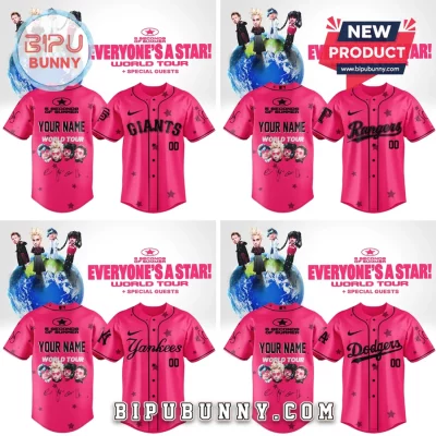 5SOS x MLB Everyone’s A Star World Tour Custom Pink Baseball Jersey