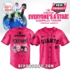 Pink 5 Seconds of Summer World Tour baseball jersey with black text, star graphics, and customizable name on back!
