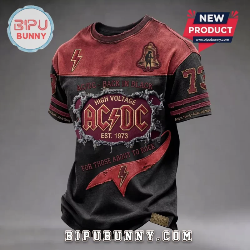 AC/DC Back in Black Distressed High Voltage T-Shirt - Bipubunny Store