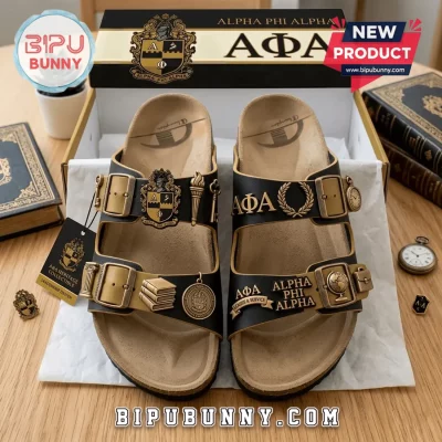 Alpha Phi Alpha ΑΦΑ Premium Gold & Black Sandal Birken