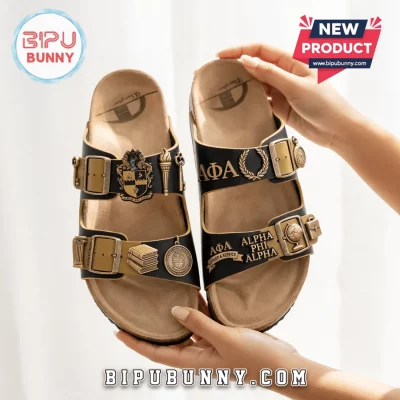 Alpha Phi Alpha ΑΦΑ Premium Gold & Black Sandal Birken