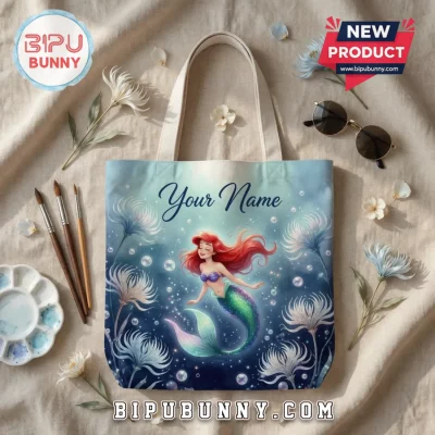 Ariel The Little Mermaid Custom Name Tote Bag