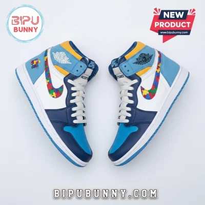 Autism Awareness Puzzle Piece Air Jordan 1 High-Top Sneakers