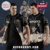 Black baseball jersey with white Rangers T logo and Avenged Sevenfold graphics! Beige illustration of cowboy on bottom!