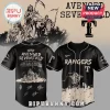 Black and cream Avenged Sevenfold Rangers baseball jersey with Life Is But A Dream Latin America Tour 2025-2026 text!
