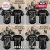 Custom black Avenged Sevenfold baseball jerseys for Dodgers, Giants, Rangers, and Yankees with grim reaper and band logo graphics!