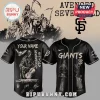 Black custom baseball jersey with Avenged Sevenfold grim reaper graphics and SF Giants logos and text!
