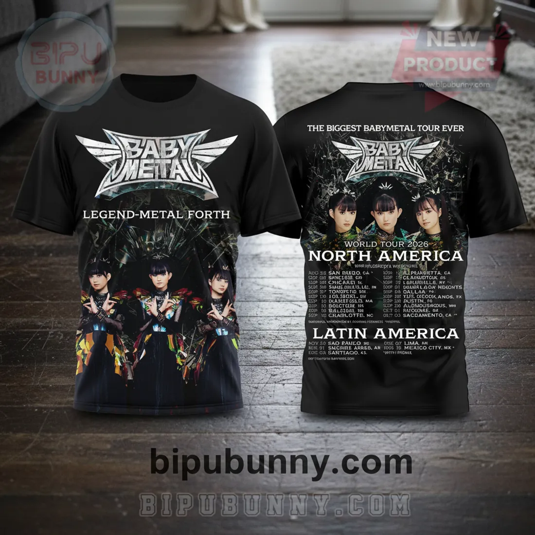 BABYMETAL 2026 Tour Double-Sided Graphic Fan Merch Premium T-Shirt