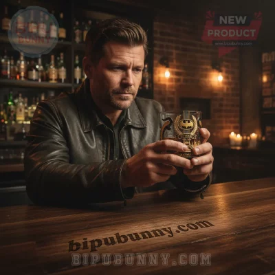 Batman 87th Anniversary Premium Commemorative 3D Gold Design Whiskey Glass