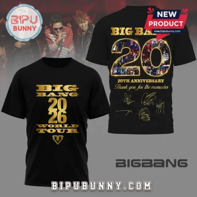 BIG BANG 20th Anniversary 2026 World Tour Gold T-Shirt