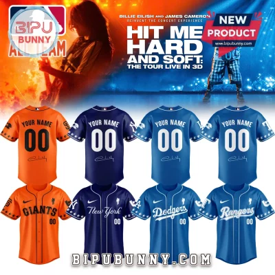 Billie Eilish MLB All Team Hit Me Hard & Soft Tour Custom Baseball Jersey