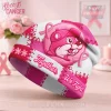 Pink white patchwork beanie featuring cartoon pink beaver, cap, multiple pink ribbons, 'Together, We Fight' text, awareness design!