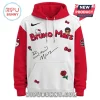 White and red hoodie with red 'Bruno Mars' text, Hello Kitty, cartoon roses, and a black signature graphic on the front!
