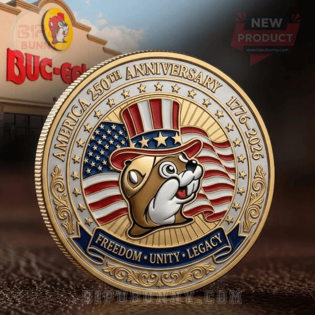 Buc-ee’s America 250th Anniversary 1776-2026 Gold Commemorative Coin Buc-ee’s America 250th Anniversary 1776-2026 Gold Commemorative Coin