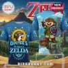 Blue and green all-over print tee with Buc-ee's beaver as Link from Zelda! Text says 'Buc-ee's The legend of ZELDA'!
