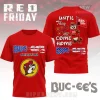 Red Buc-ee's RED Friday tribute tee! Retro beaver logo, US flag