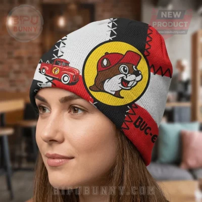 Buc-ee’s Vintage Red Truck Patchwork Design Winter Beanie Hat