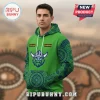 Green hoodie with a Viking mascot, 