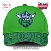 Bright green cap with a Viking mascot logo in blue, grey, and white! Brim features a blue Indigenous dot art pattern!