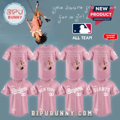 Custom Olivia Rodrigo GUTS Tour All Teams Pink Baseball Jersey