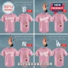 Custom pink baseball jerseys for Giants, Rangers, Yankees, and Dodgers with SZA-inspired lyric 'you seem pretty sad for a girl so in love'!