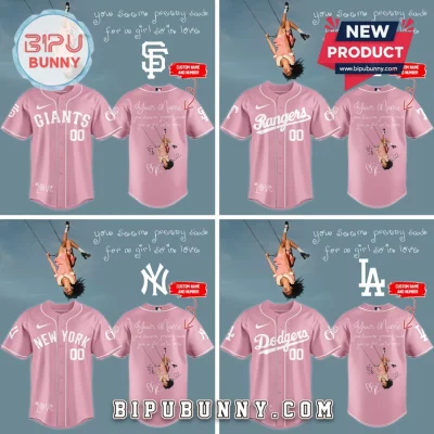 Custom Olivia Rodrigo GUTS Tour All Teams Pink Baseball Jersey