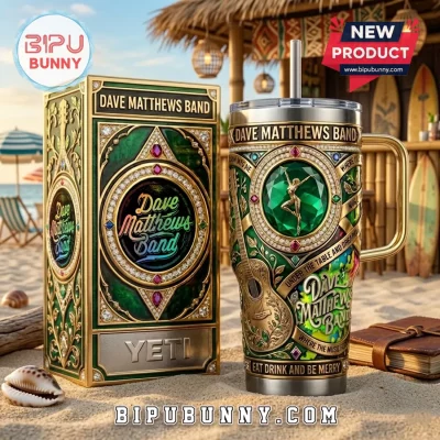 Dave Matthews Band Luxury Emerald Gold 40oz Yeti Tumbler with Handle