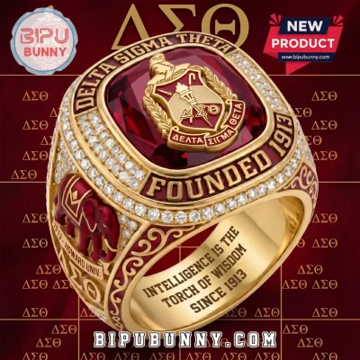 Delta Sigma Theta Premium Gold Diamond Accents 1913 Sorority Ring