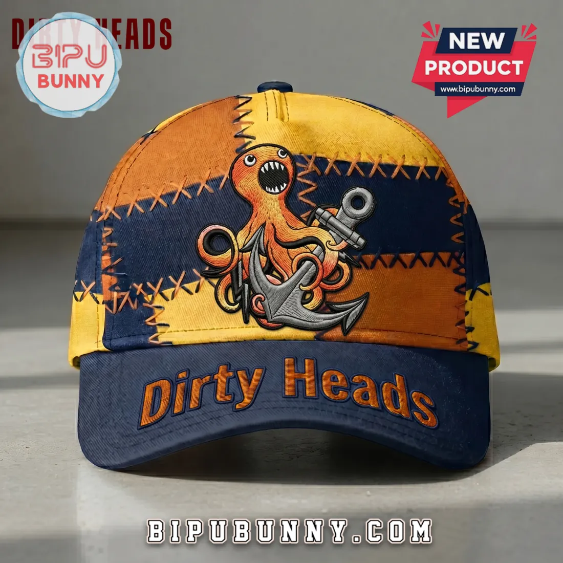 Dirty Heads Embroidered Octopus Anchor Patchwork Baseball Cap Dirty Heads Embroidered Octopus Anchor Patchwork Baseball Cap