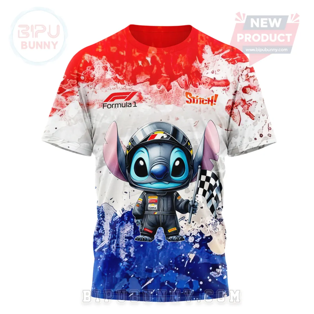 Disney Stitch Formula 1 Racing Chaos At Full Speed 3D T-Shirt Disney Stitch Formula 1 Racing Chaos At Full Speed 3D T-Shirt