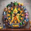 Vibrant multi-color Dragon Ball Z 3D relief wall clock with Super Saiyan Goku, Shenron, and characters like Vegeta, Frieza! Reads DANIEL!