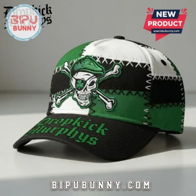 Dropkick Murphys Irish Skull Shamrock Patchwork Design Baseball Cap
