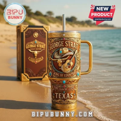 George Strait King of Country Texas 40oz Tumbler With Handle