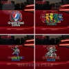 Four Grateful Dead car decals: Steal Your Face logo, dancing bears, psychedelic turtle, skeleton with roses. 