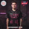 Black and pink Suicideboys baseball jersey with skull graphics and Greyday 2023 text!