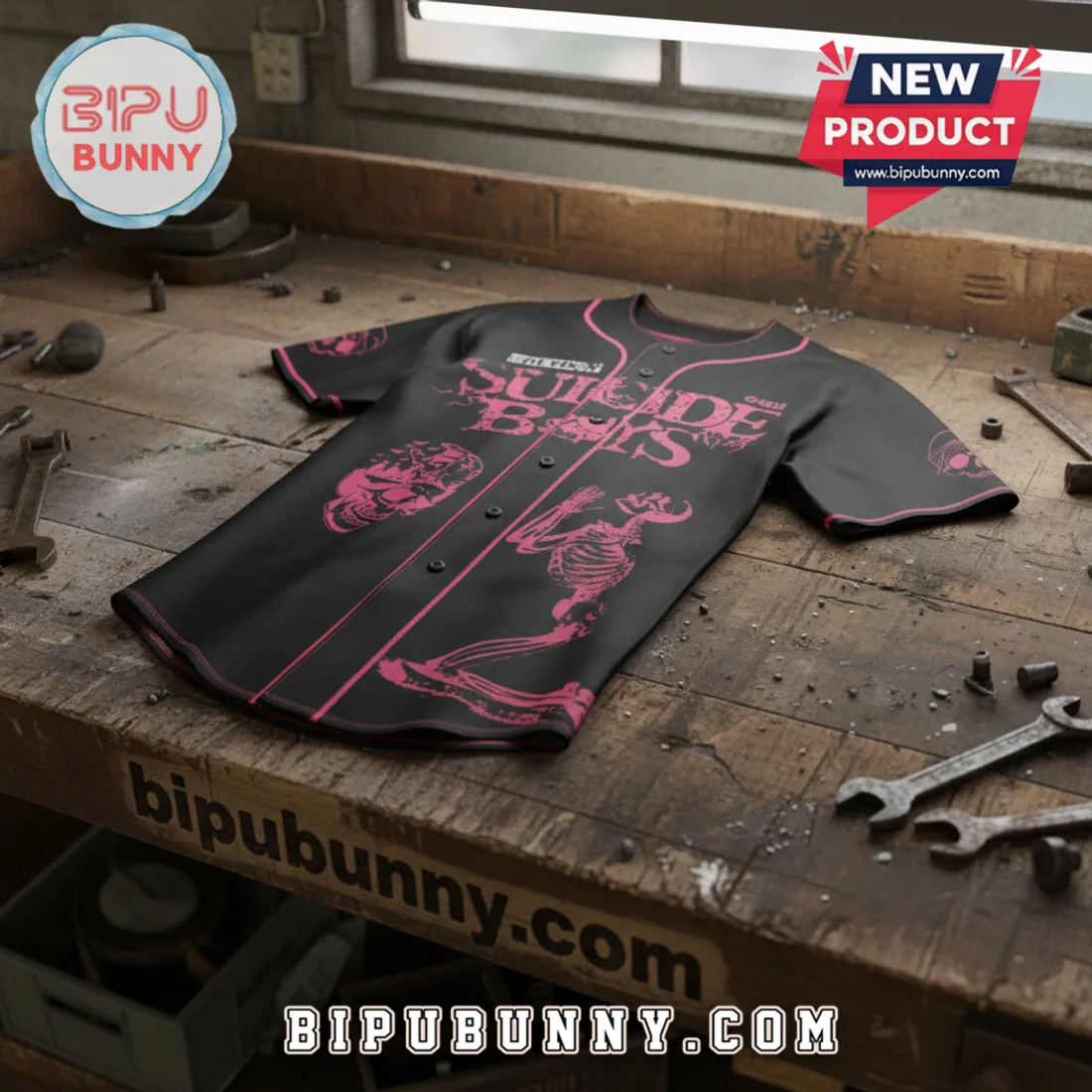 GREYDAY 2023 Suicideboys North American Tour Black Pink Skull Baseball Jersey