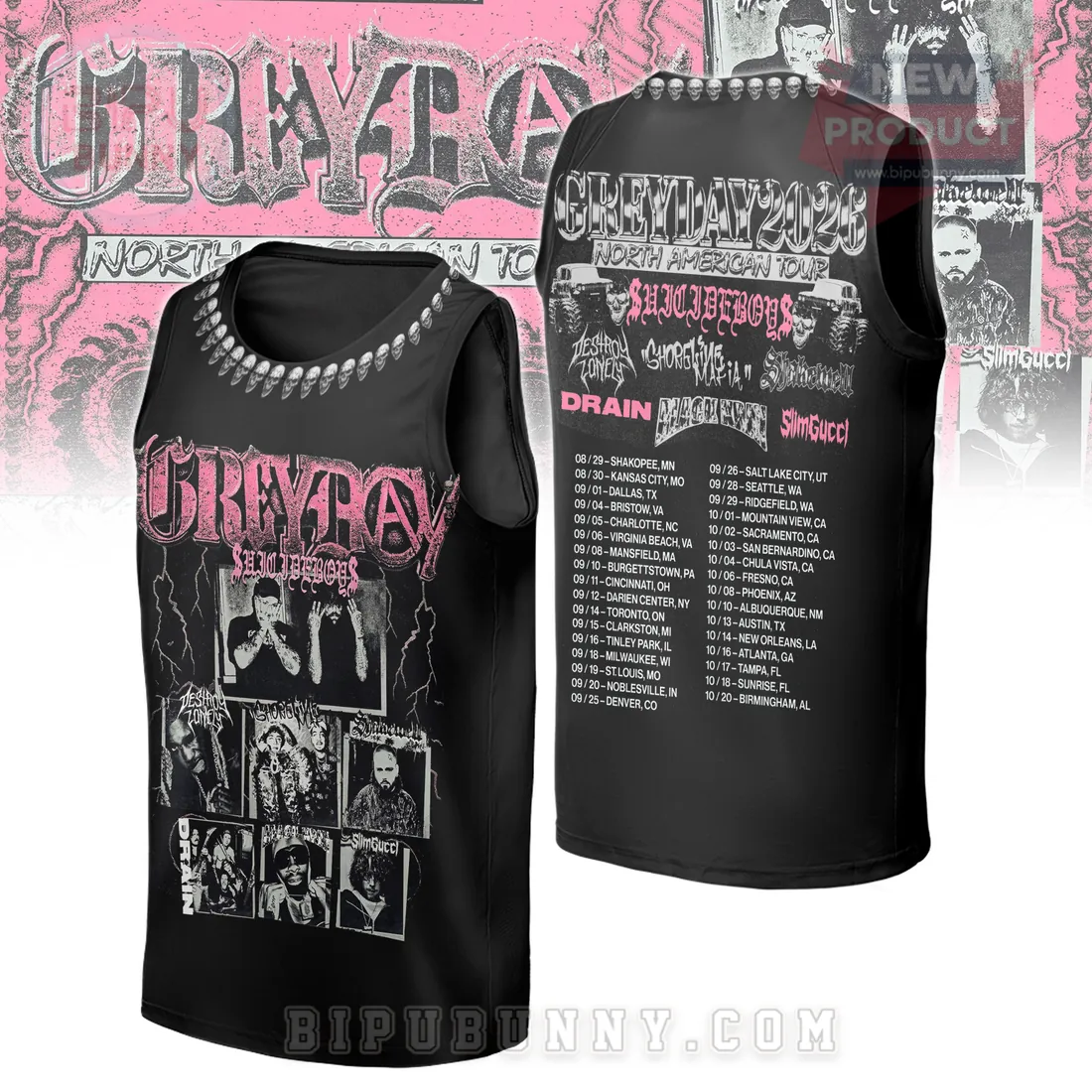 GREYDAY 2023 $uicideboy$ North American Tour Concert Graphic Band T-Shirt GREYDAY 2023 $uicideboy$ North American Tour Concert Graphic Band T-Shirt