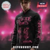 Black bomber jacket with pink Suicide Boys Greyday tour graphics featuring skulls, a praying skeleton, and G59 text!