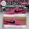 Pink and black custom sneakers with Suicide Boys logo, skull graphic, and text reading Greyday 2023 and Your Name!