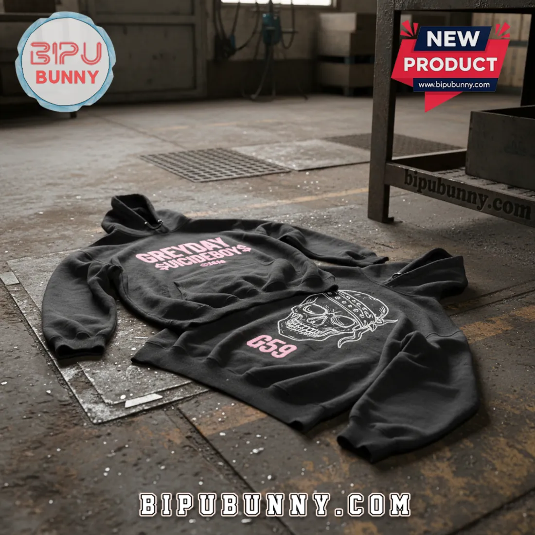 GREYDAY 2026 $UICIDEBOY$ G59 North American Tour Skull Graphic Hoodie