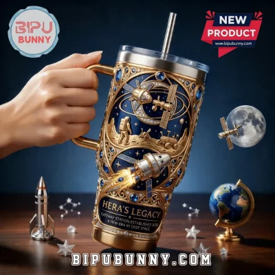Hera’s Legacy Space Theme Luxury Gold – Blue Insulated Stainless Steel Tumbler