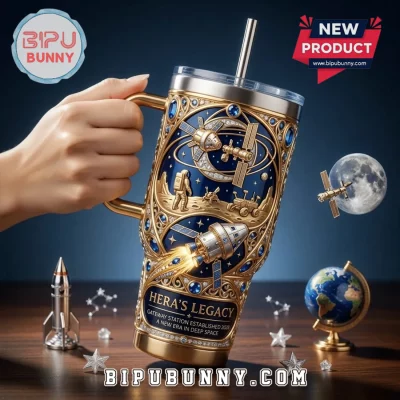 Hera’s Legacy Space Theme Luxury Gold – Blue Insulated Stainless Steel Tumbler