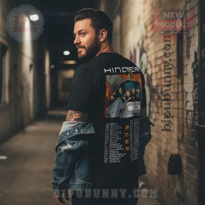 Hinder Bad Decisions Tour Band T-Shirt with Cartoon Bus & 2026 Dates