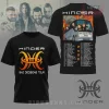 HINDER band tour black tee with orange logo, 'BAD DECISIONS TOUR' text! Back shows 2026 cartoon bus, full tour dates!