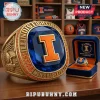 Gold Illinois Fighting Illini Men's Basketball championship ring with a blue gem, orange 'I', and small orange stones!